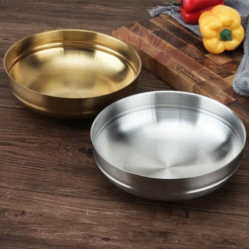 Style stainless steel cold noodle bowl mixed rice bowl single layer instant noodle bowl golden noodle bowl soup bowl