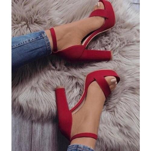 Celebrity Extreme High Heels Red Fashion Womens Shoes Peep-toe Pumps Sexy Super High Platform Heels Vogue Ankle Straps Sandals