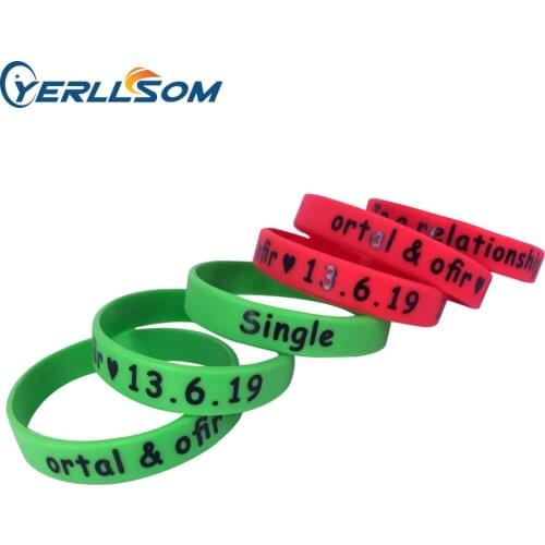 YERLLSOM 300PCS Trade Assurance Customized imprint logo Silicone bracelets with print logo for events YS19070406