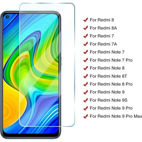 9H Tempered Glass For Xiaomi Redmi 8 8A 7 7A Screen Protector Redmi Note 9S 8 8T 7 9 Pro Max Safety Protective Glass Film