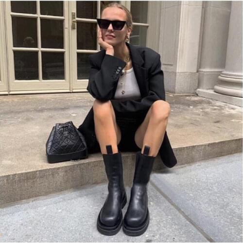New Luxury Chelsea Boots Women Ankle Boots Chunky Winter Shoes Platform Ankle Boots Slip on Chunky Heel BV Boot Brand Designer