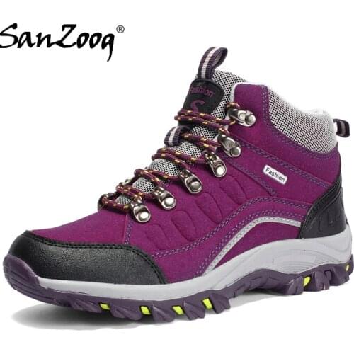 Women Waterproof Outdoor Hiking Shoes Woman Trekking Boots Rock Climbing Mountain Shoes Wanderschuhe Botas Senderismo Mujer Trek