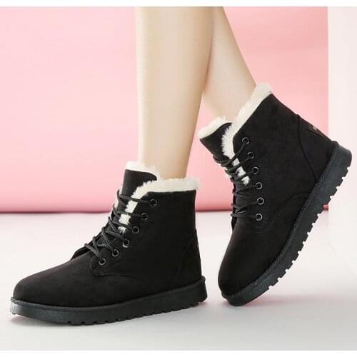 Women snow boots 2021 classic suede flats women winter boots warm fur plush warm boots women shoes lace-up ladies shoes women
