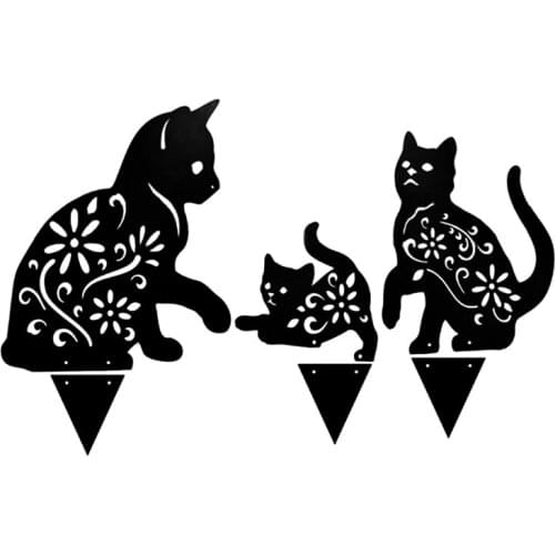 1Set Metal Cat Silhouette Stake Art Fairy Garden Yard Home Decoration Outdoor Lawn Ornaments High Quality and Brand New