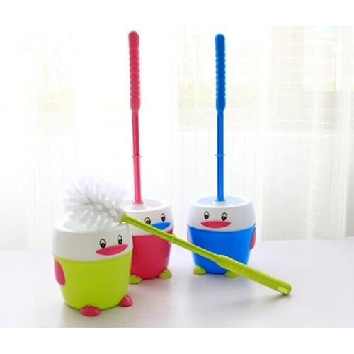 1PC Cute Penguin Toilet Seat Durable Cute Plastic Toilet Brush Household Cleaning Tool Brush OK 0075