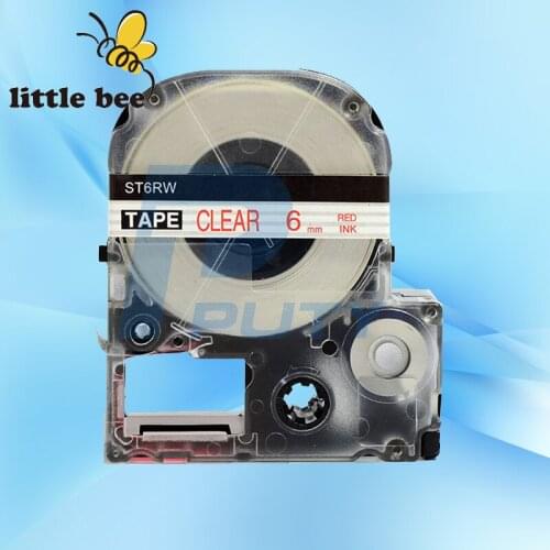 1Pc Top quality KingJim 6mm label tape LC-2TRN red on clear compatible labelworks/tepra printer
