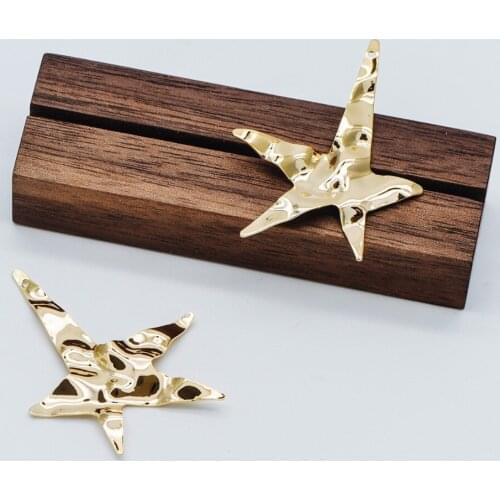 10pcs Hammered Star Charms 42x34mm, Polished Gold Plated Brass Star Pendants(GB-435)