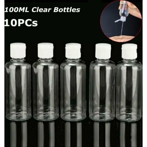 10PCS Empty Plastic Bottles 100ML Clear Bottle+ Clear Cap Small Travel Flip Liquids Shampoo 100% Brand New And High Quality
