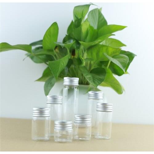24PCS/lot Transparent Glass Bottles 30mm Aluminum Cap Cute Jar Vials DIY Craft Container Perfume Bottles