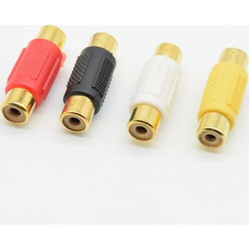 4pcs RCA straight-through audio and video female to female plug RCA audio lotus butt connector red black Jack Socket Adapter