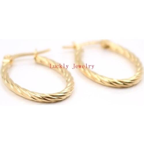 Wholesale in bulk 5pair lot Gold Stainless Steel Small 16*26mm Oval shape Cable Wire Hoop Earring Girls Women Fashion jewelry