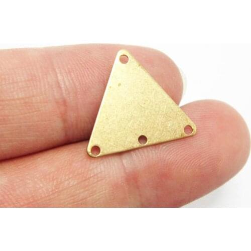 Brass charm connector 18.5x0.5mm Triangle Raw brass earrings pendant findings 4 holes -50pcs R944