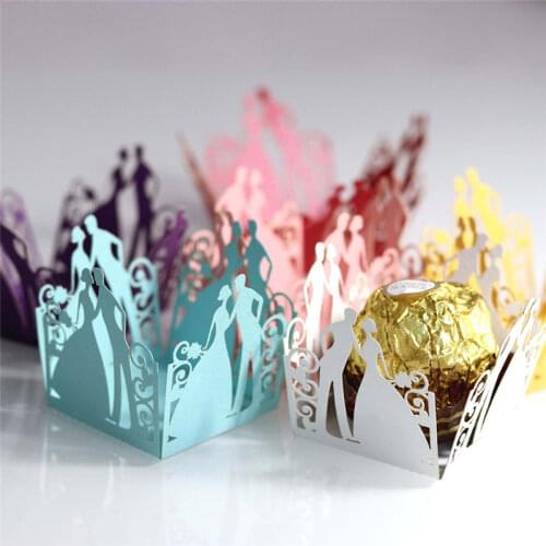 50pcs/lot Candy Wrapping Tin Paper Chocolate Wrapping Paper Bride and groom Side Baking Mats DIY Party Supplies Bottom 3.5x3.5cm