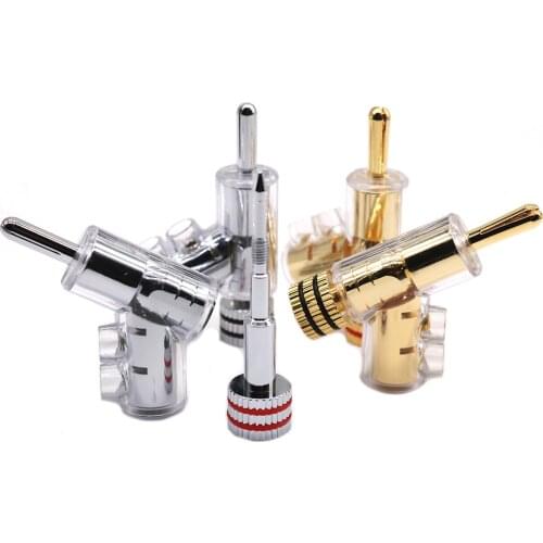8pcs Hi-End Brass Copper Plated Gold Or Rhodium Gun Type Xssh Audio Video Speaker Adapter Locking-Type 6mm Banana Connector