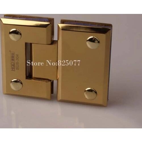 Free shipping PVD titanium 180 Degrees open 304 Stainless Steel Wall Mount Glass Shower Door Hinge Hypotenuse Hinge HM162
