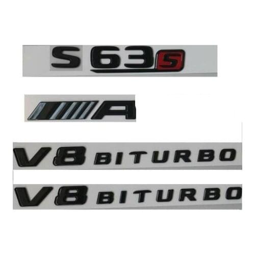 Gloss Black Letters for S63s AMG V8 BITURBO Emblems Badges for Mercedes Benz W222
