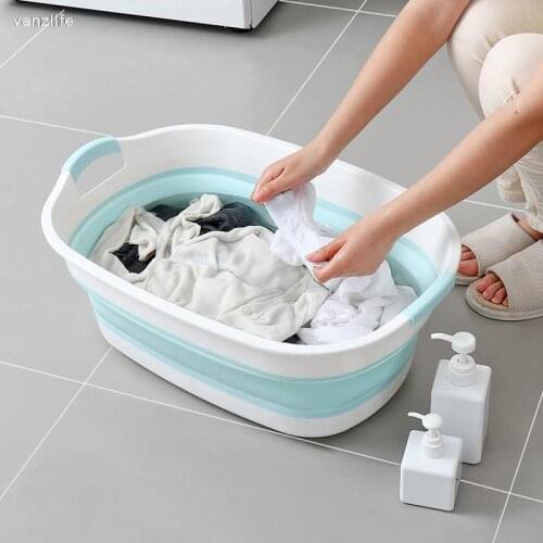 Large rectangular fordable basin portable folding laundry basin thickened household pots large plastic washtub