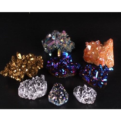 Large size 20-40mm Irregular Shape Natural Stones Pendants Plating Color Crystal Quartz Pendulum Jewellery Making Gift