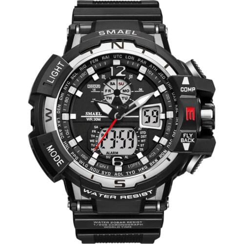 New Smael Watch Men Sports Watches Dual Display LED Digital Analog Quartz Watches Fashion Military Watches Men reloj hombre 2020