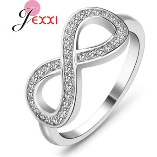 Fashion Genuine 925 Sterling Silver Simple Style Figure 8 Shape Finger Rings For Women Wedding Band Silver Fine Jewelry Gift