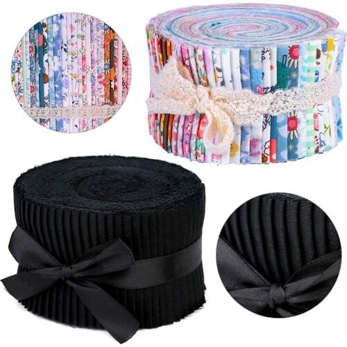 Dailylike 80Pcs Roll Up Cotton Fabric Quilting Strips Jelly Roll Fabric Cotton Craft Fabric Bundle Patchwork Craft Cotton