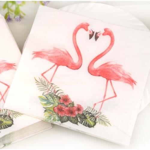 Decor table napkin paper love tissue decoupage wedding handkerchief party red flower Flamingos birthday serviettes vintage towe