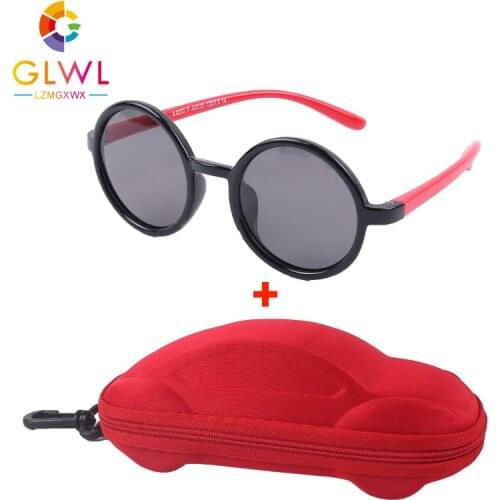 Children‘s Sunglasses Round Kids Sun Glasses Polaroid Car Case Sunglass Silicone Frame Eyewear Baby Sports Eyeglass Boys Girls