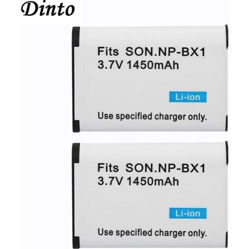 Dinto 2pcs 1450mAh NP-BX1 NPBX1 NP BX1 Camera Battery Pack for Sony DSC-RX100 M2 RX1 HX300 HX400 AS15 WX300 GWP88E CX2400E