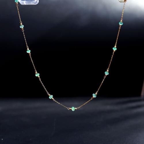 DMBS310 Yellow 18K Gold Emerald Pendant Gypsophila Necklace Female Clavicle Chain Necklace