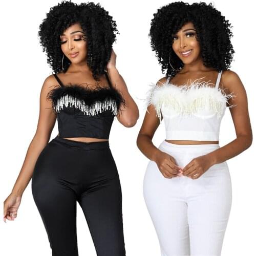 Echoine Summer Sexy Tassel Spaghetti 2 Piece Set Women Sleeveless Long Pant Sexy Solid Joker Party Club Fashion Skinny Outfits
