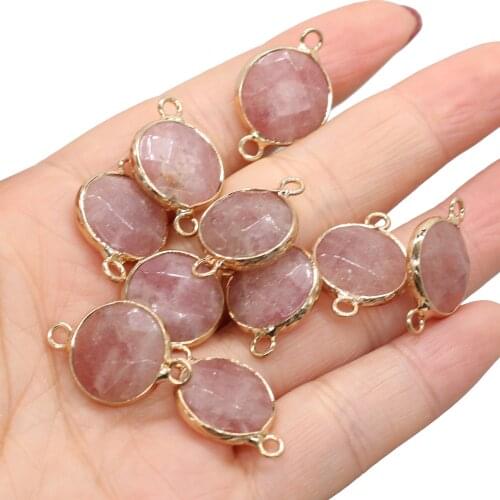 Natural Semi-precious Pendant Gold-plated Faceted Two hook Connector for Jewelry Making DIY Necklace Bracelet Gifts