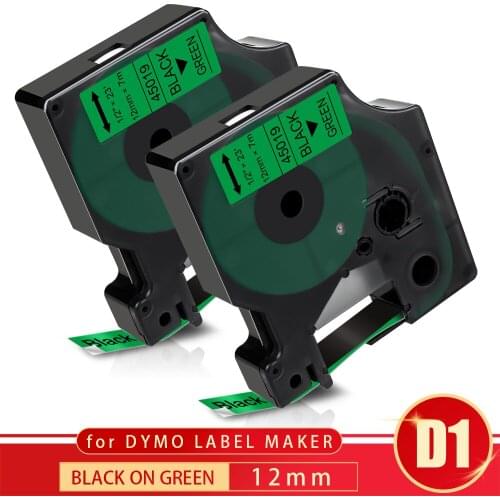 Topcolor Black on Green D1 Labeling Tape 12mm*7m 45019 Replace Dymo Label Maker LabelManager 200 350 280 for Dymo Tape Printer
