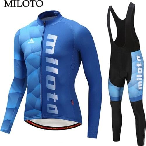 Miloto Blue Shirt Long Sleeve Cycling Jersey Men BIke cycling clothing maillot ciclismo roupa ciclismo Cycling set