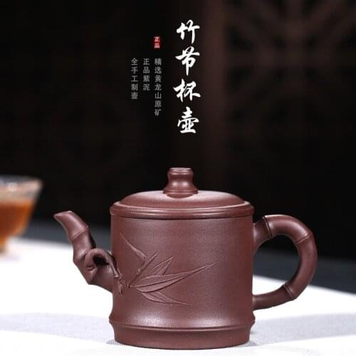 Raw ore red clay pot wholesale small purple mud bamboo joint cup pot all hand-made new product gift custom one hair