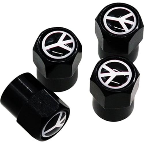HAUSNN 4Pcs/Lot Peace Symbol Anti-War Logo Sticker Car Wheel Tire Valve Caps Stems Covers Auto Styling for Benz BMW Audi VW