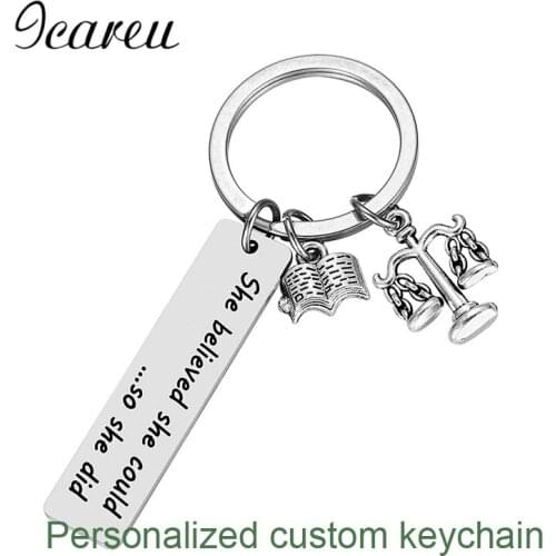 Customized Personalized Keychain Custom For Girlfriend Book And Balance Charms Keychain Gifts For Special Person