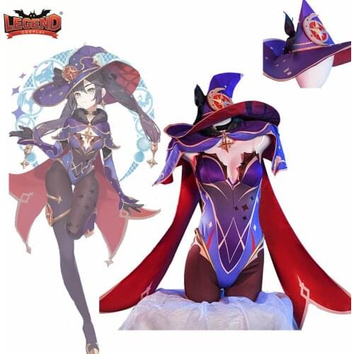 Game Genshin Impact Mona Cosplay Costume Anime Uniform Cosplay Hat Earrings Shoes Halloween Carnival Party Dress Outfit For Girl