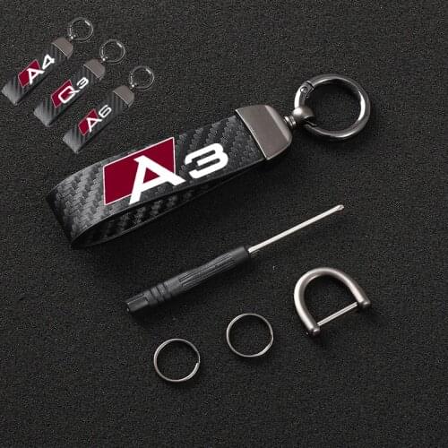 Leather Car KeyChain Rotating Horseshoe Buckle Jewelry Key Rings for audi a3 A4 A5 A6 A7 A8 Q3 Q5 Q7 Q8 car Accessories