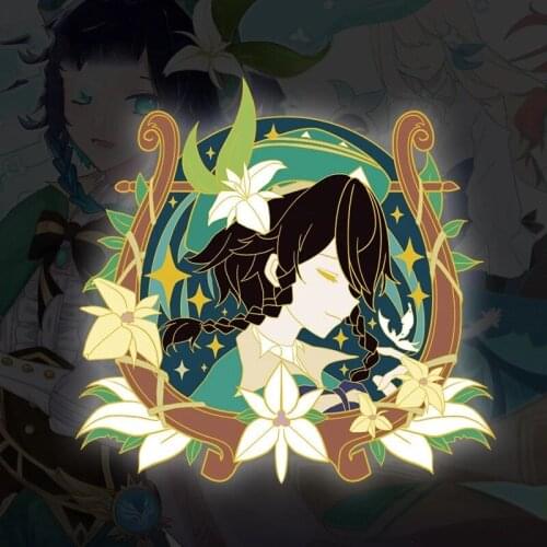 3 Designs Game Genshin Impact Venti, Ganyu, Keqing Metal Badge Button Brooch Pins Costume Props Cosplay Gift