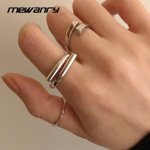 Mewanry Minimalist 925 Sterling Silver Couples Rings for Women New Trend Charm Elegant Zircon Bride Jewelry Party Accessories