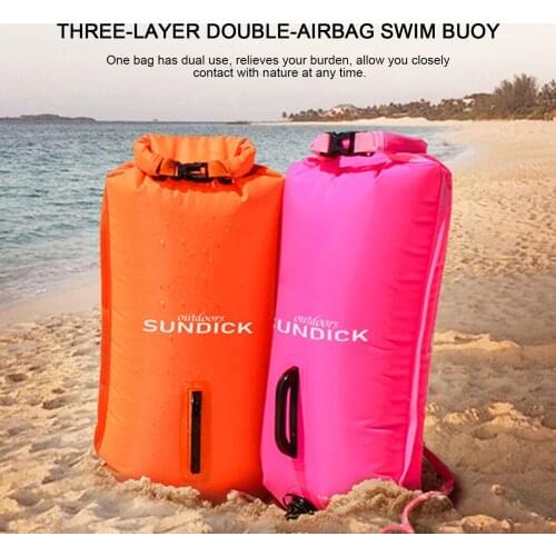 Inflatable Swim Buoy Drybag For Water Sport Swimmers Tow Float Dry Bags Double Air Bag Safety Pouch Swimming Ring