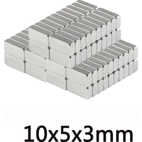50/100/200pcs 10x5x3 mm Cuboid Block Magnets 10mmX5mm Neodymium Magnet 10x5x3mm Permanent NdFeB Strong Magnet 10*5*3 N35