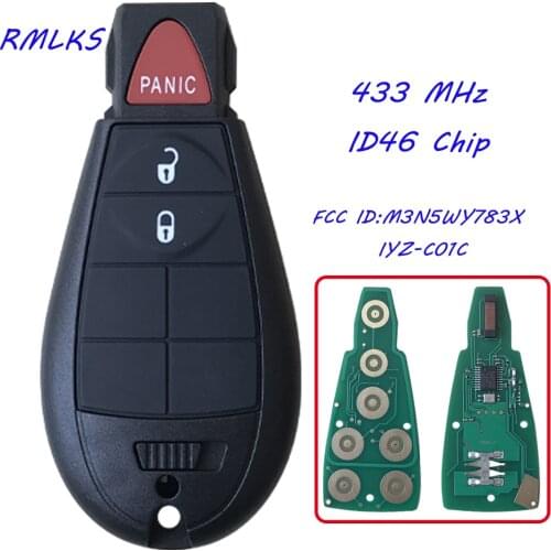 New 3 Buttons FOBIK Remote Key For Chrysler For Dodge Car Key Fob 433Mhz PCF7941 Chip FCC: M3N5WY783X IYZ-C01C