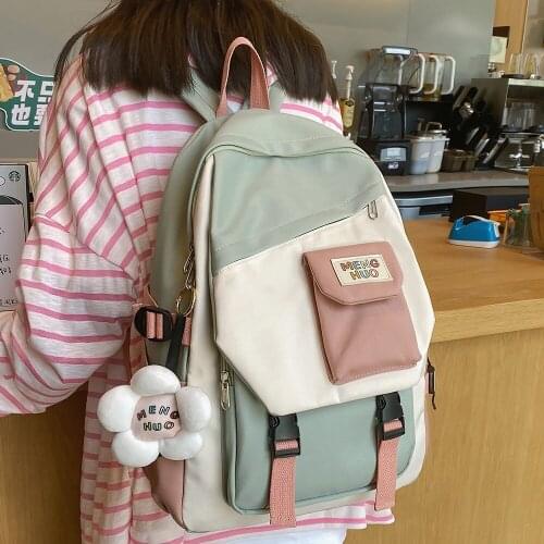 New Large Capacity School Female Bag Cute Woman Backpack Nylon Waterproof Lady Kawaii Backpacks Fashion Book Girl Bags Student