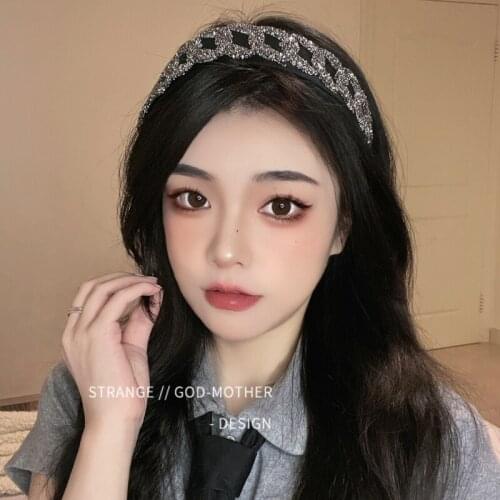 Black wide edge pressure hair hoop female summer face crystal headband senior sense hair bundle luxury temperament hair clip