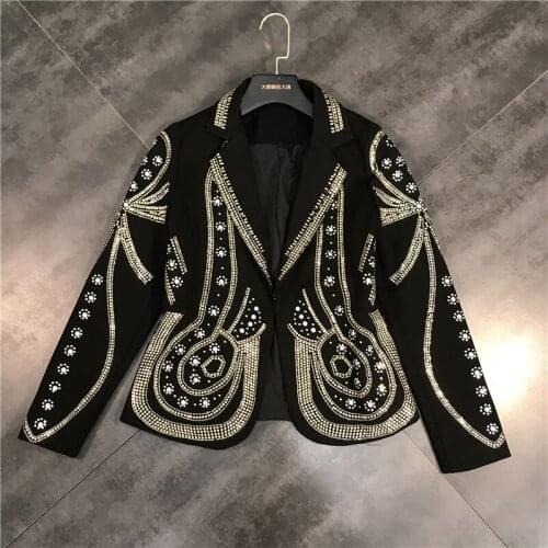 2020 Autumn Fashion Gold Diamonds Jackets for Women,Street Style Slim Black Jackets and Coats,Bling Bling Suit Jackets
