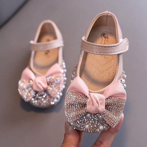 Autumn baby girls shoes for wedding and party Kids leather shoes little girls Rhinestone crystal princess shoes chaussure fille