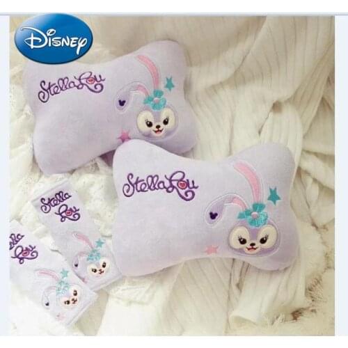 Disney Cute Cartoon Stellallou Plush Headrest Car Pillow Ballet Rabbit Car Pillow