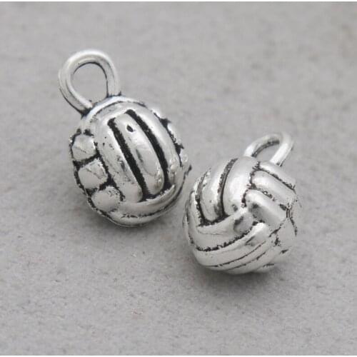 RAINXTAR Fashion Antique Silver Color Alloy 3D Softball Baseball Charms Sporty Charms For Kids 10*15mm 50pcs AAC377