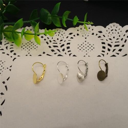 100pcs 19*12mm French Hook Earring with 10mm Blank Base DIY Earring Setting
